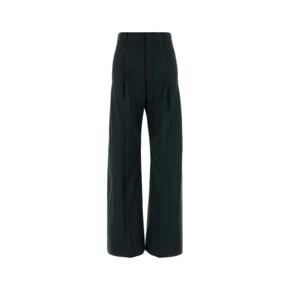 Victoria Beckham Women Bottle Green Wool Ethel Palazzo Pant
